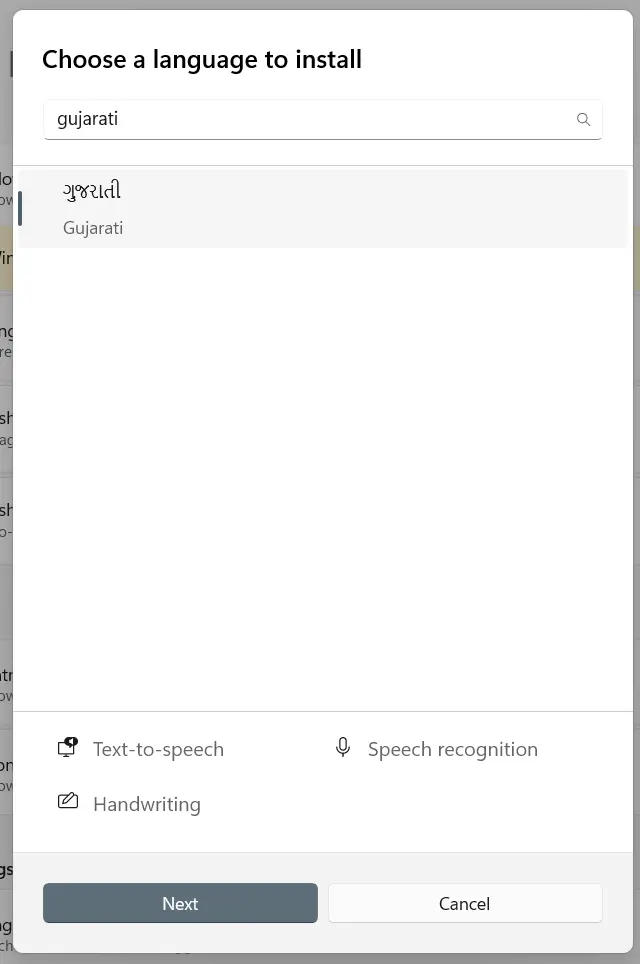 Gujarati language install in windows 11