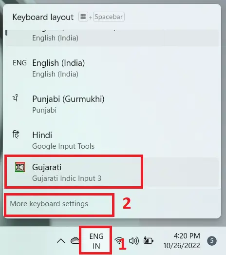 Gujarati Indic Input 3 in windows 11