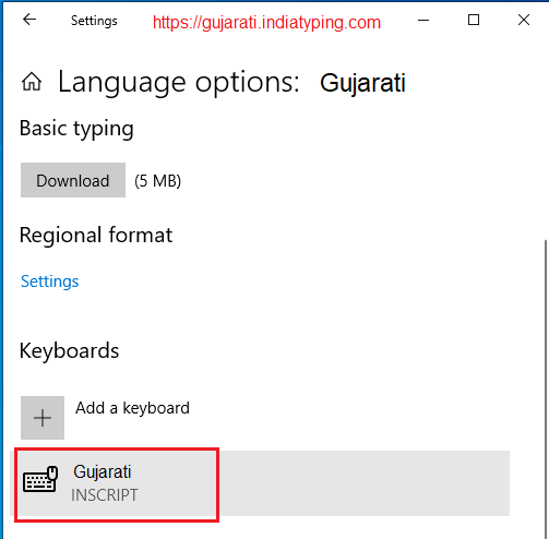 Gujarati inscript keyboard Windows 10 install
