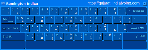 Gujarati Remington Indica Keyboard Layout