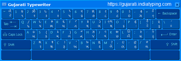 Gujarati Typewriter Keyboard Layout