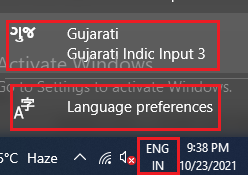 Gujarati language in windows 10