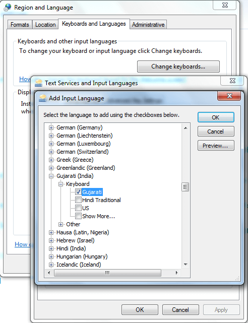 gujarati language for windows 7