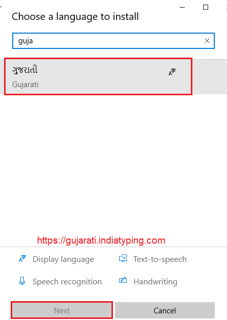 install gujarati language in windows 10